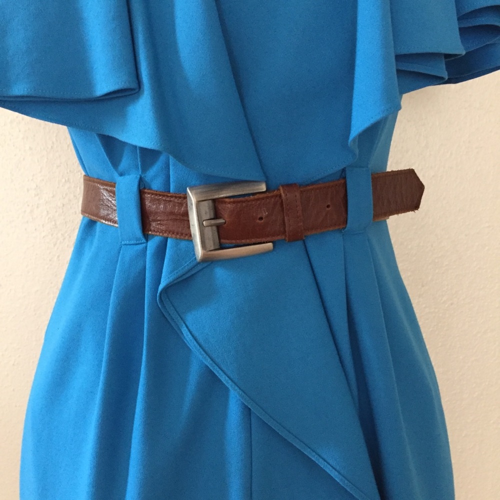 Black Halo Blue Ruffle Dress - Picture 2 of 8